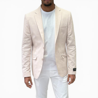 Blazer en lin beige rosé coupe ajustée Mackten