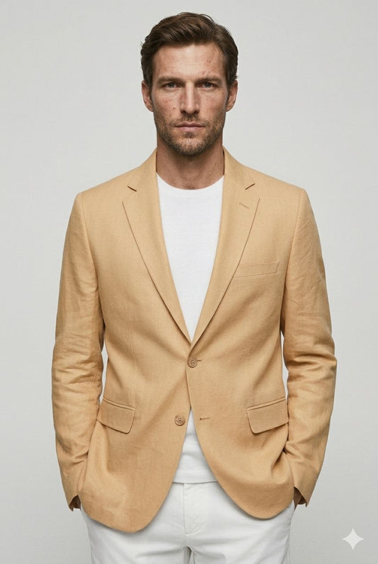 Blazer en lin camel clair