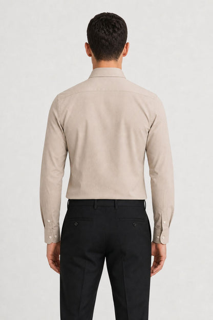 chemise beige coton pas cher homme Mackten