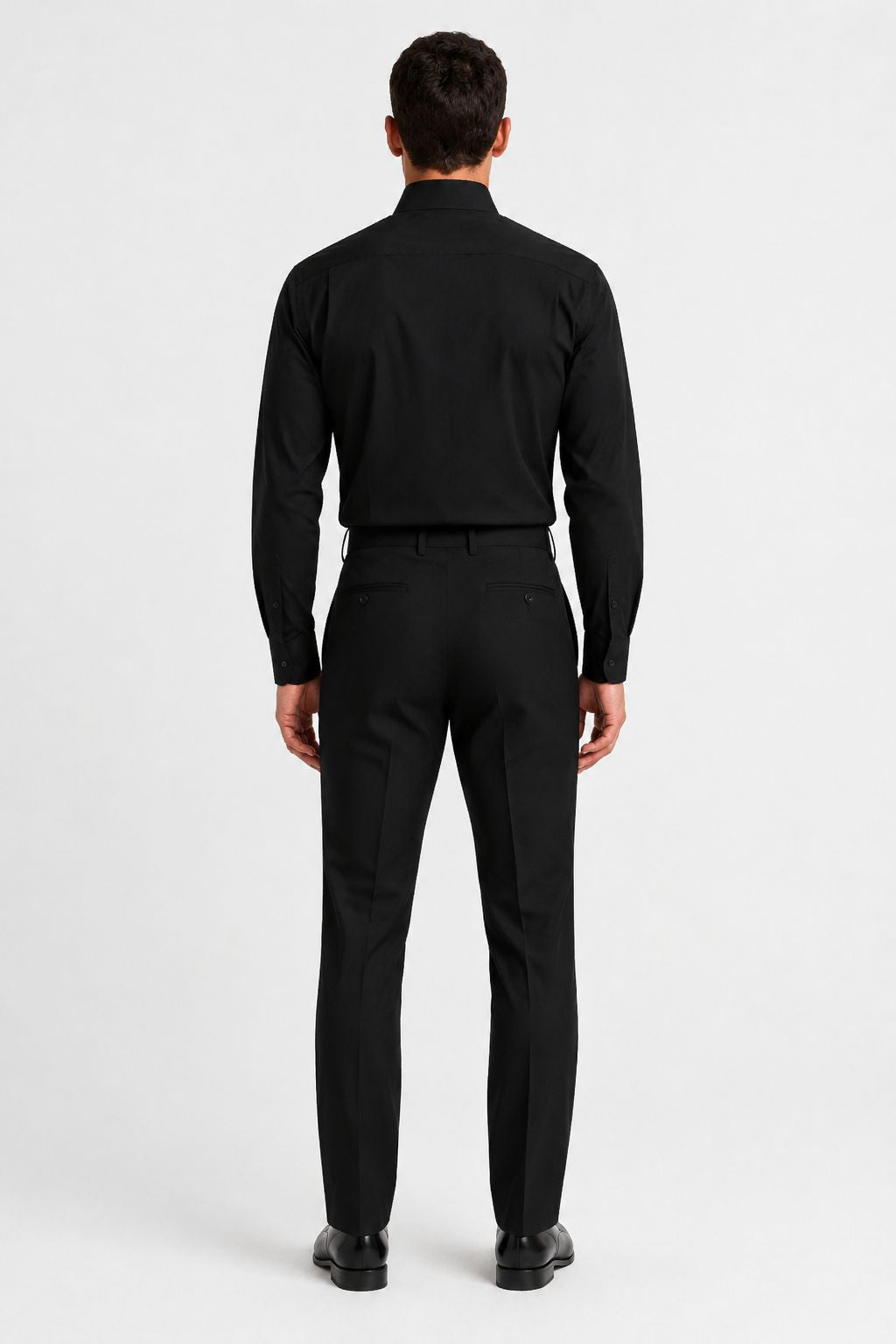 dos de la chemise homme noir col tulipe, chic et ajustée Mackten