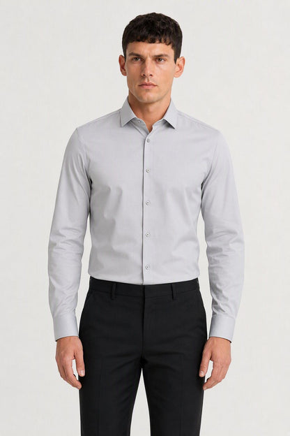 chemise homme gris coton Mackten