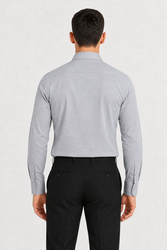 chemise chic grise homme coton Mackten