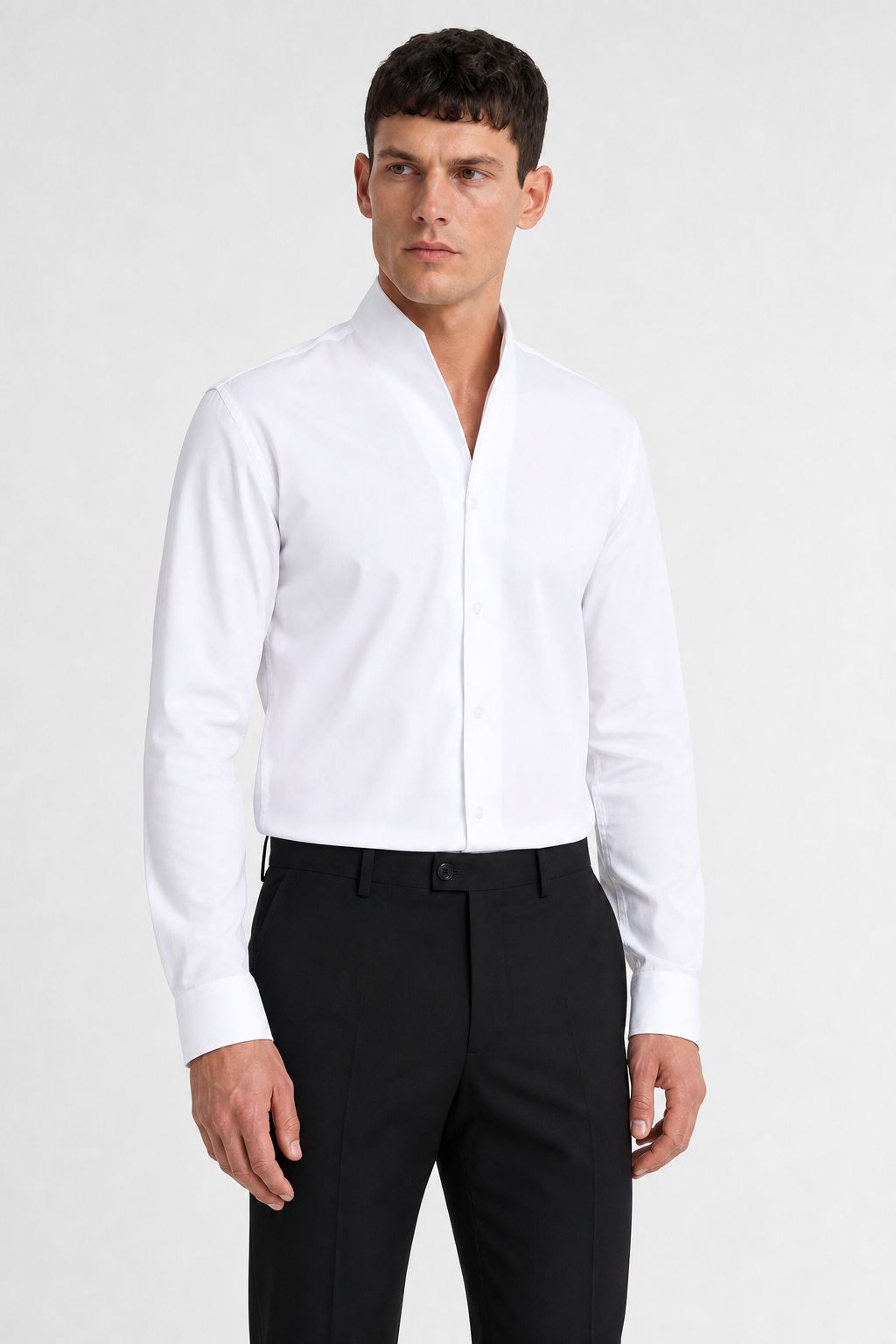 chemise homme blanche col philosophe Mackten
