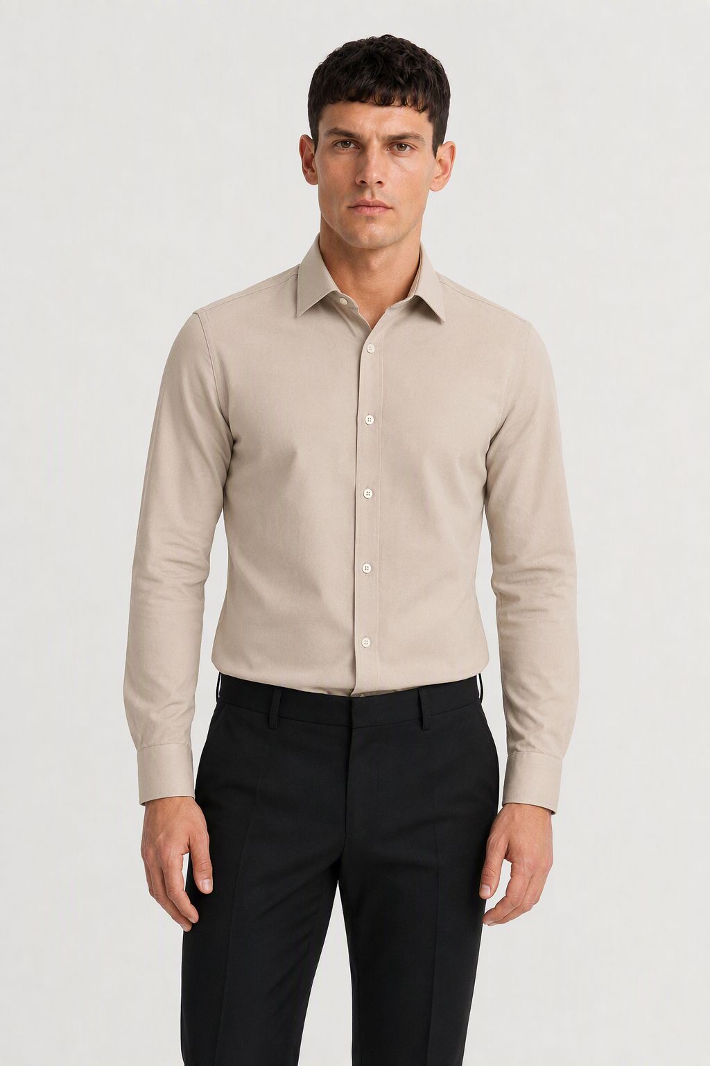 chemise homme beige en coton Mackten