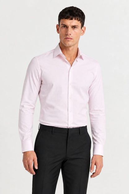 chemise homme coton rose ajusté Mackten