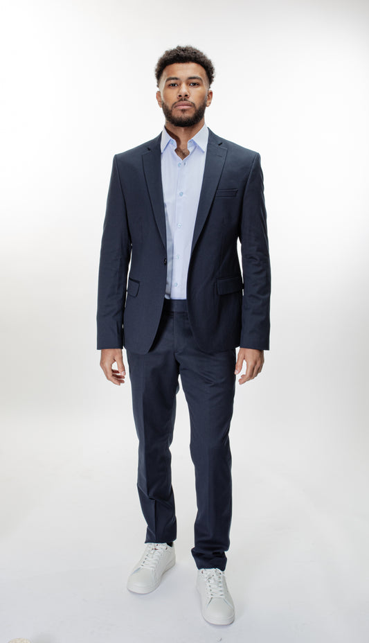 Costume homme 2 pcs marine Élasthanne