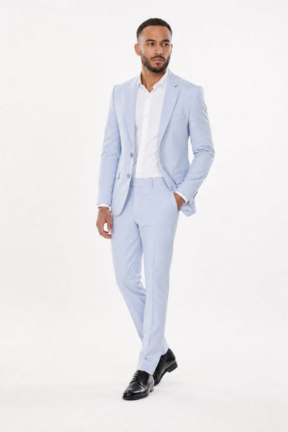Costume homme bleu ciel bi-stretch 2 pièces – Coupe ajustée | Mackten
