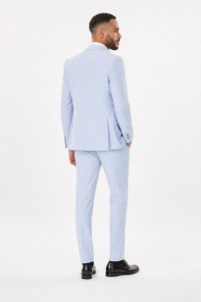 Costume homme bleu ciel bi-stretch 2 pièces – Coupe ajustée | Mackten