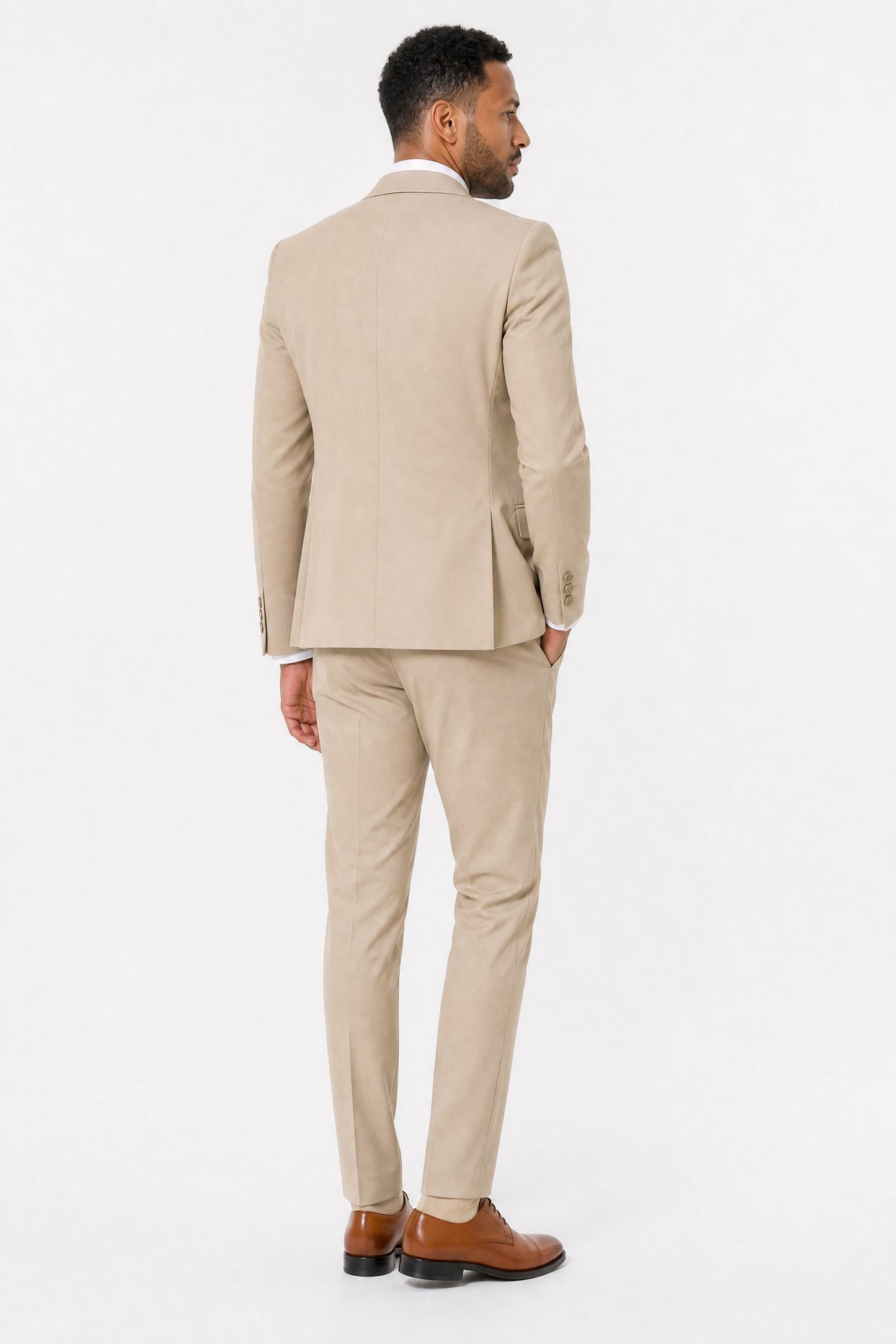 Costume homme vanille bi-stretch 2 pièces – Coupe ajustée | Mackten