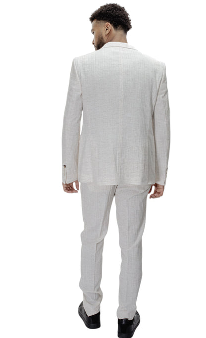 Costume homme 2 pieces beige en lin