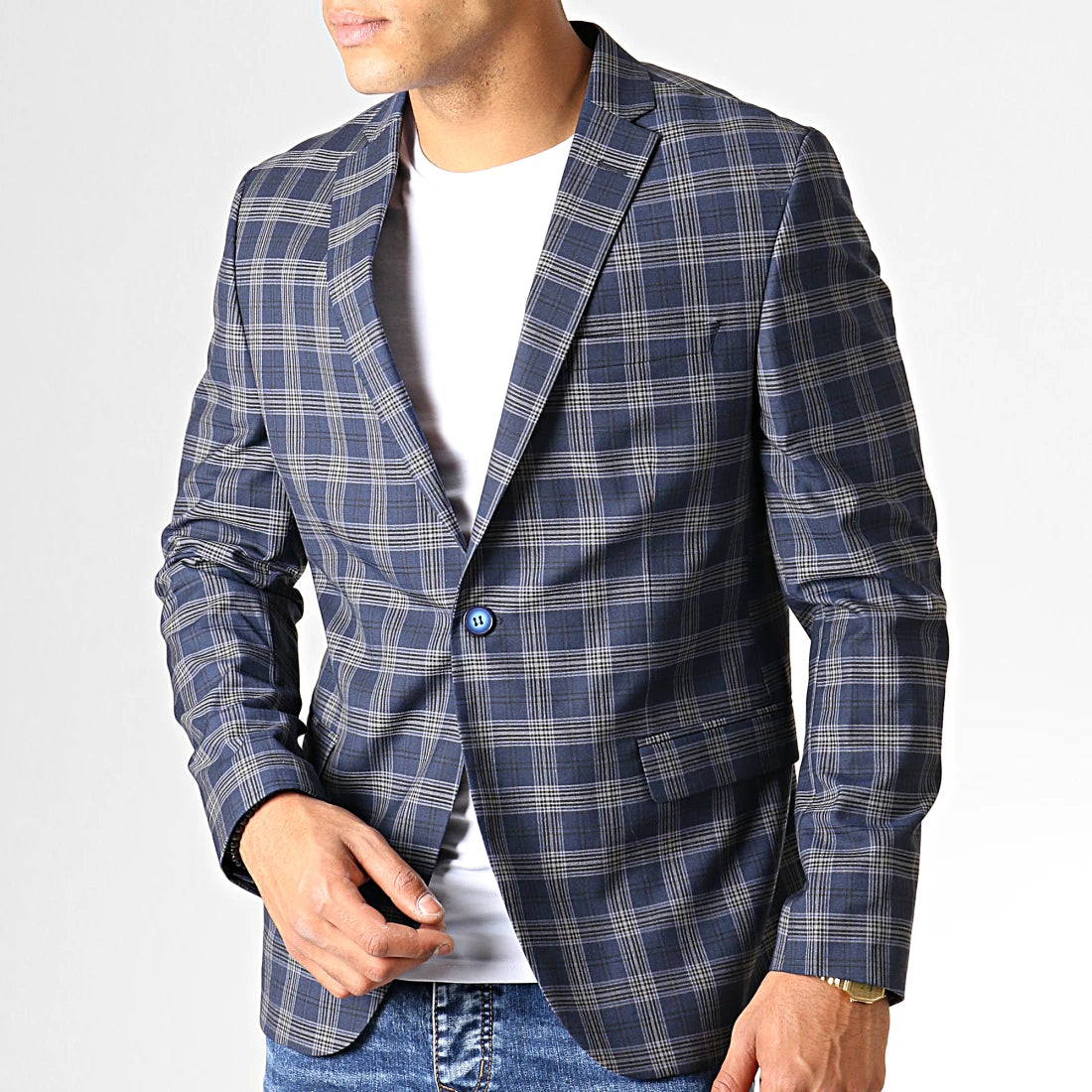 Blazer à carreaux Marine