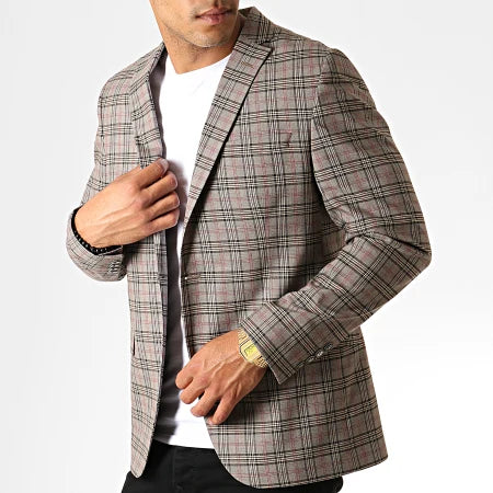 Blazer à carreaux Beige