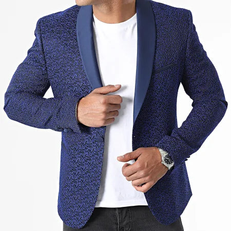 Blazer Brodé Homme Bleu