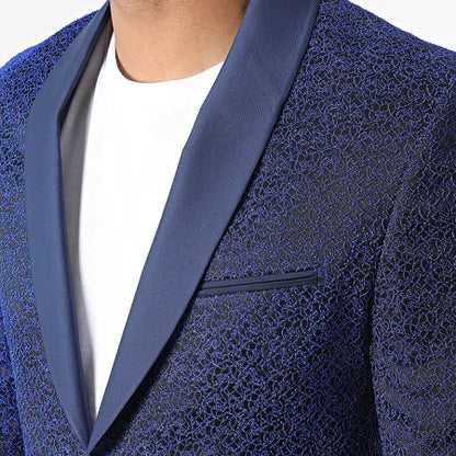 Blazer Brodé Homme Bleu