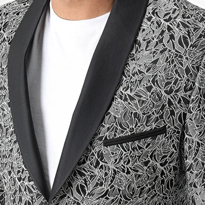 Blazer Brodé Homme avec Revers Satin