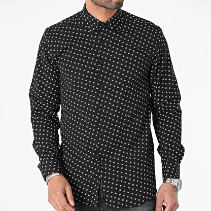 Chemise Imprimées Noir à Motifs