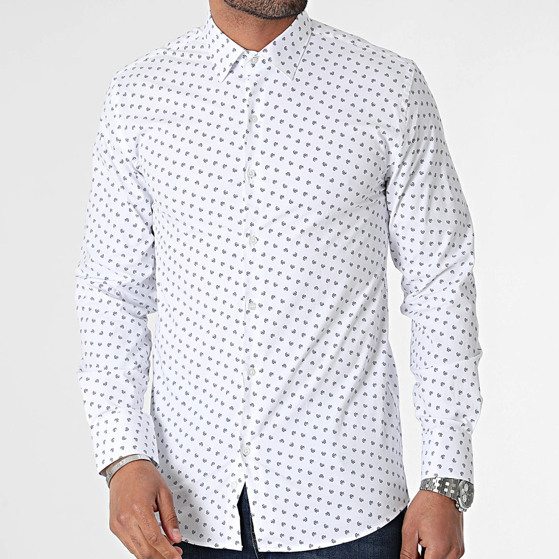 Chemise Imprimées Blanche à Motifs