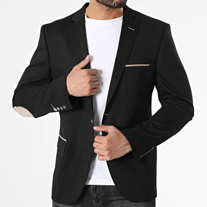 Blazer Homme Noir avec Coudières Contrastées