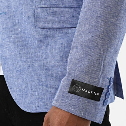 Blazer homme Lin bleu jeans coupe ajusté Mackten