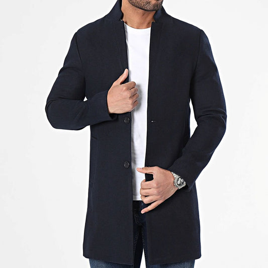 Manteau homme marine en laine
