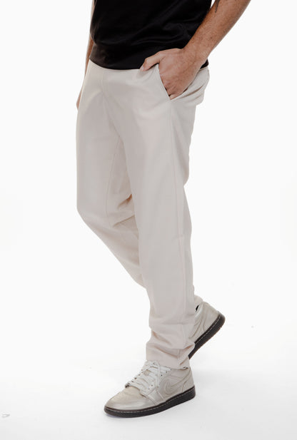 Pantalon homme fluide beige coupe ample