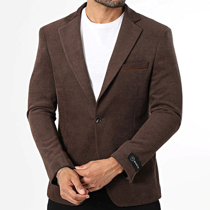Blazer marron homme à coudières contrastées