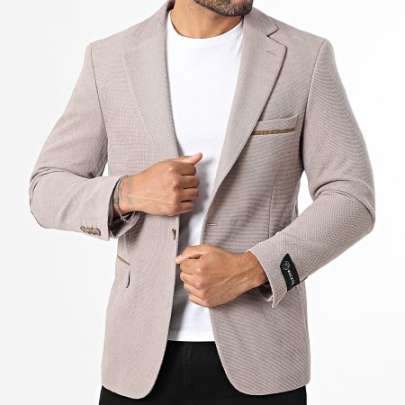 Blazer homme beige à coudiere camel