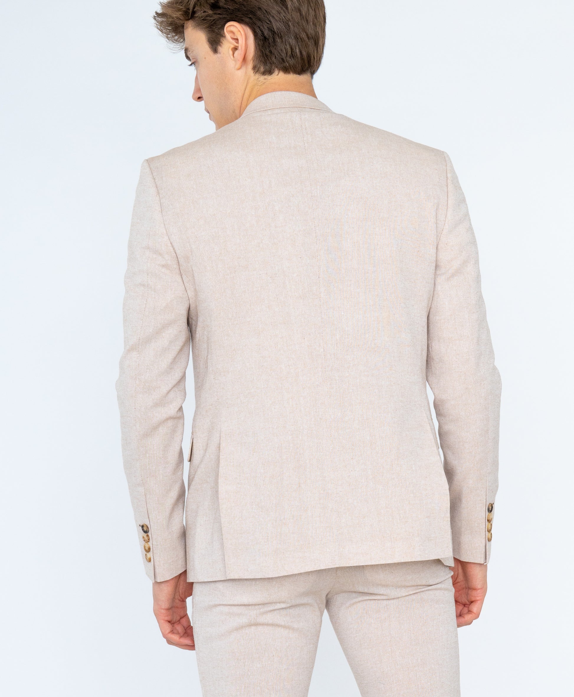 blazer homme chic en lin beige Mackten