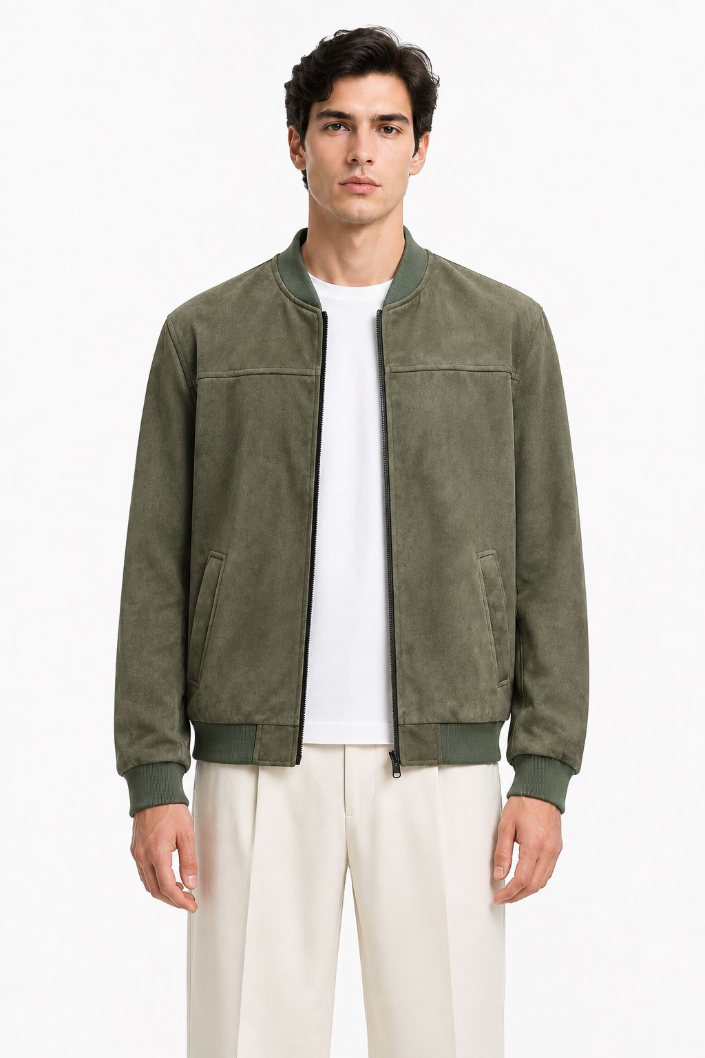 blouson en suédine kaki pour homme Mackten 