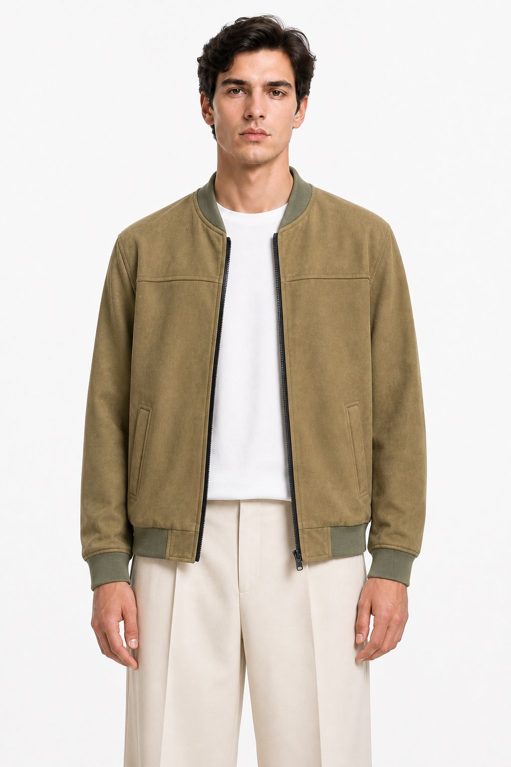 veste en suedine olive homme Mackten