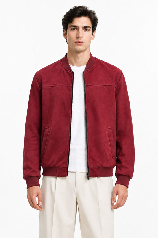 blouson en suedine rouge pour homme Mackten