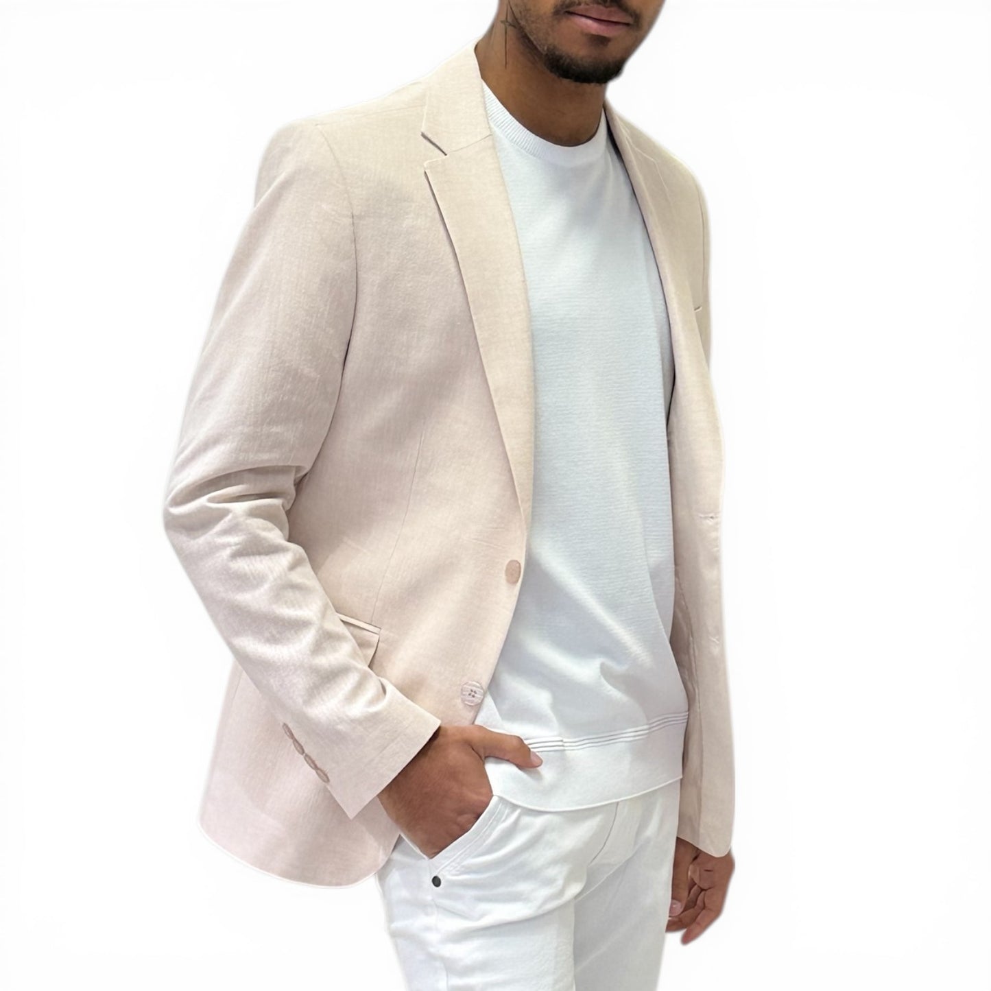Veste en lin beige pour homme Mackten
